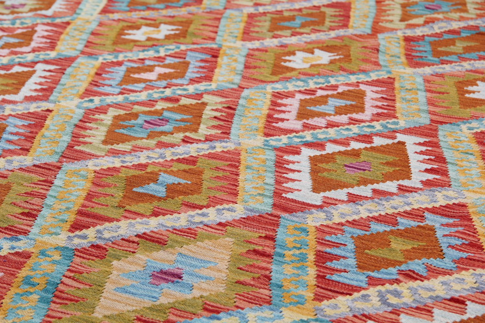 Vibrant Handmade Carpet Kilim Rug, Rust Traditional Geometric Kilim   204x297cm photo vinterior