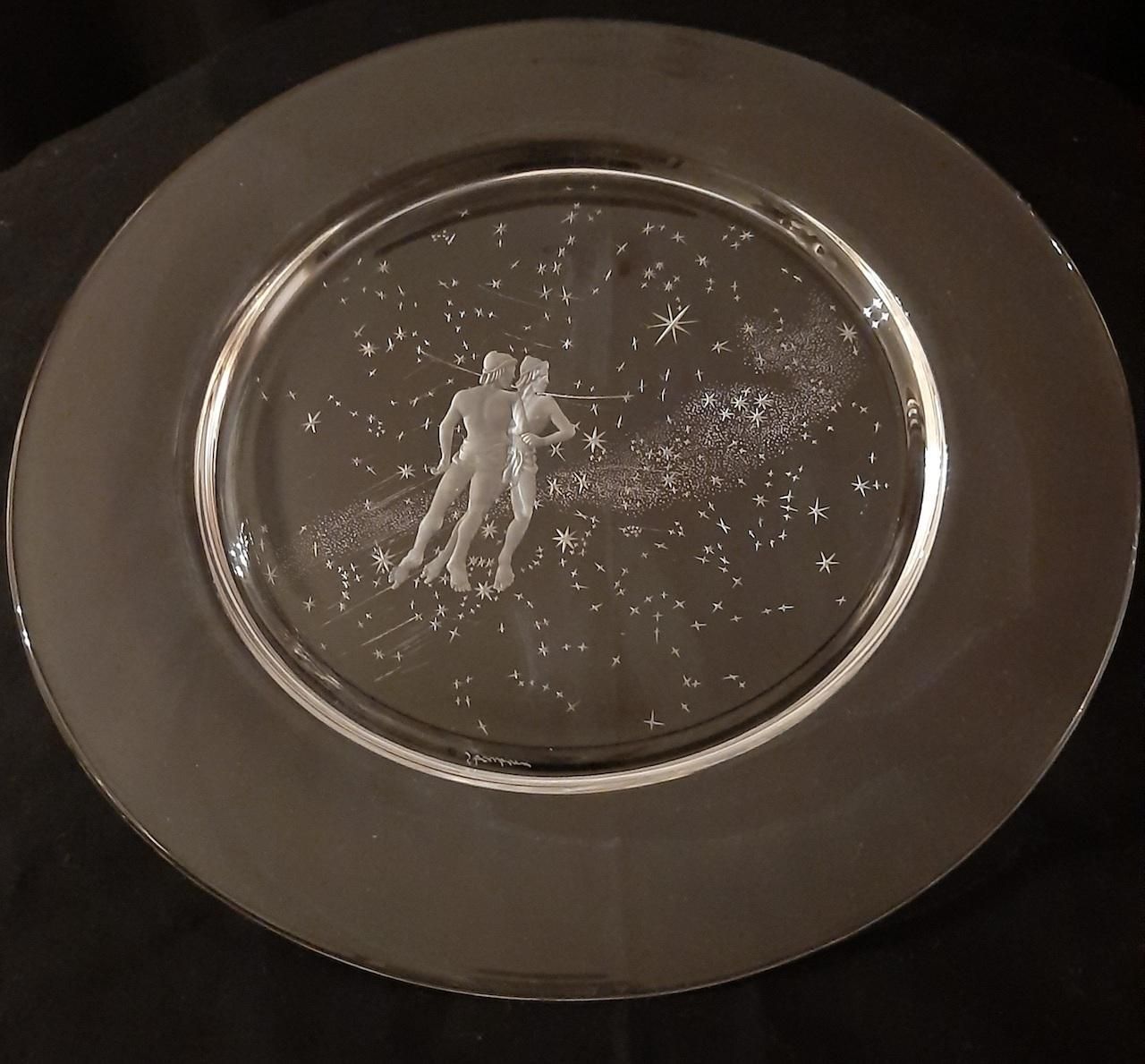 Set Of 12 "Constellation" Engraved Crystal Plates By Don Wier For Steuben Glass photo for sale
