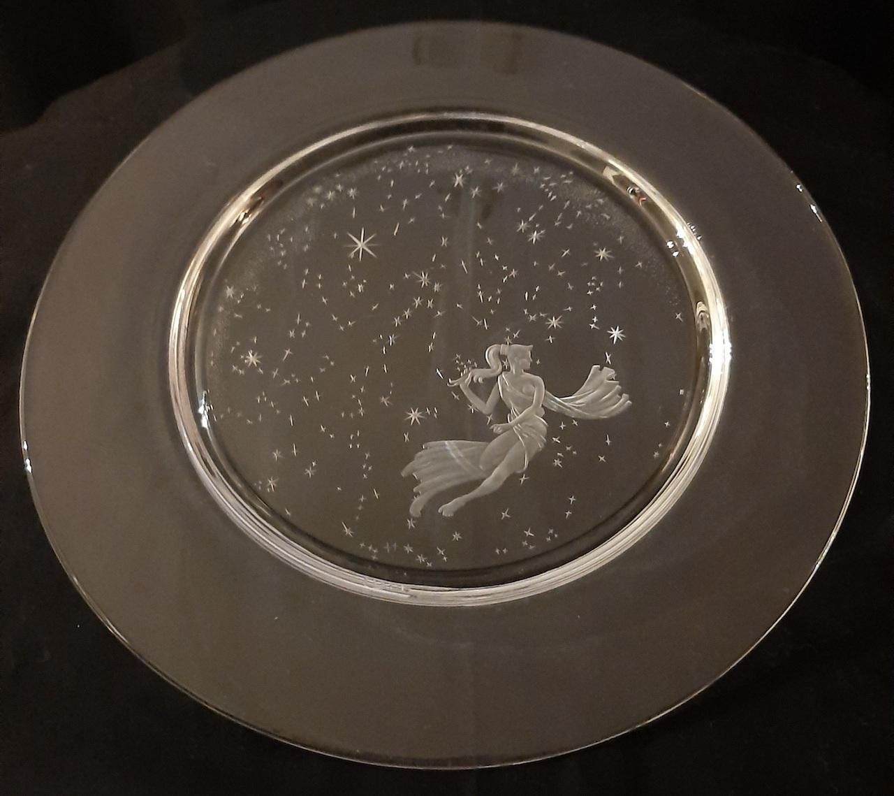 Set Of 12 "Constellation" Engraved Crystal Plates By Don Wier For Steuben Glass photo vintage
