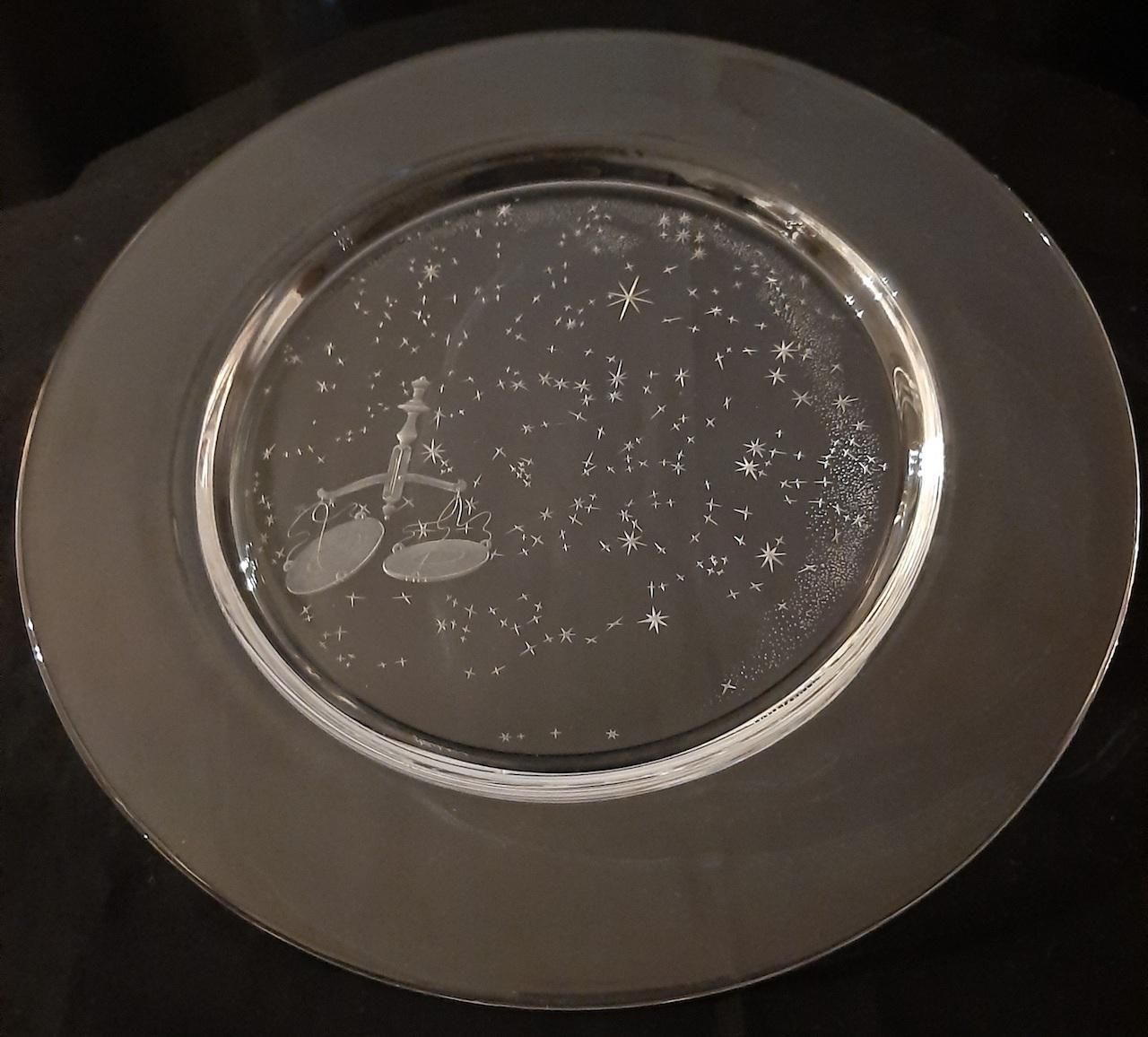 Home Decor Set Of 12 "Constellation" Engraved Crystal Plates By Don Wier For Steuben Glass photo