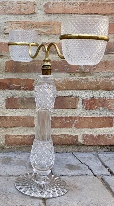 1176.0 Late XIX Victorian Cut Glass Candle Holders In Brass From Cricklite Clarke Trade photo