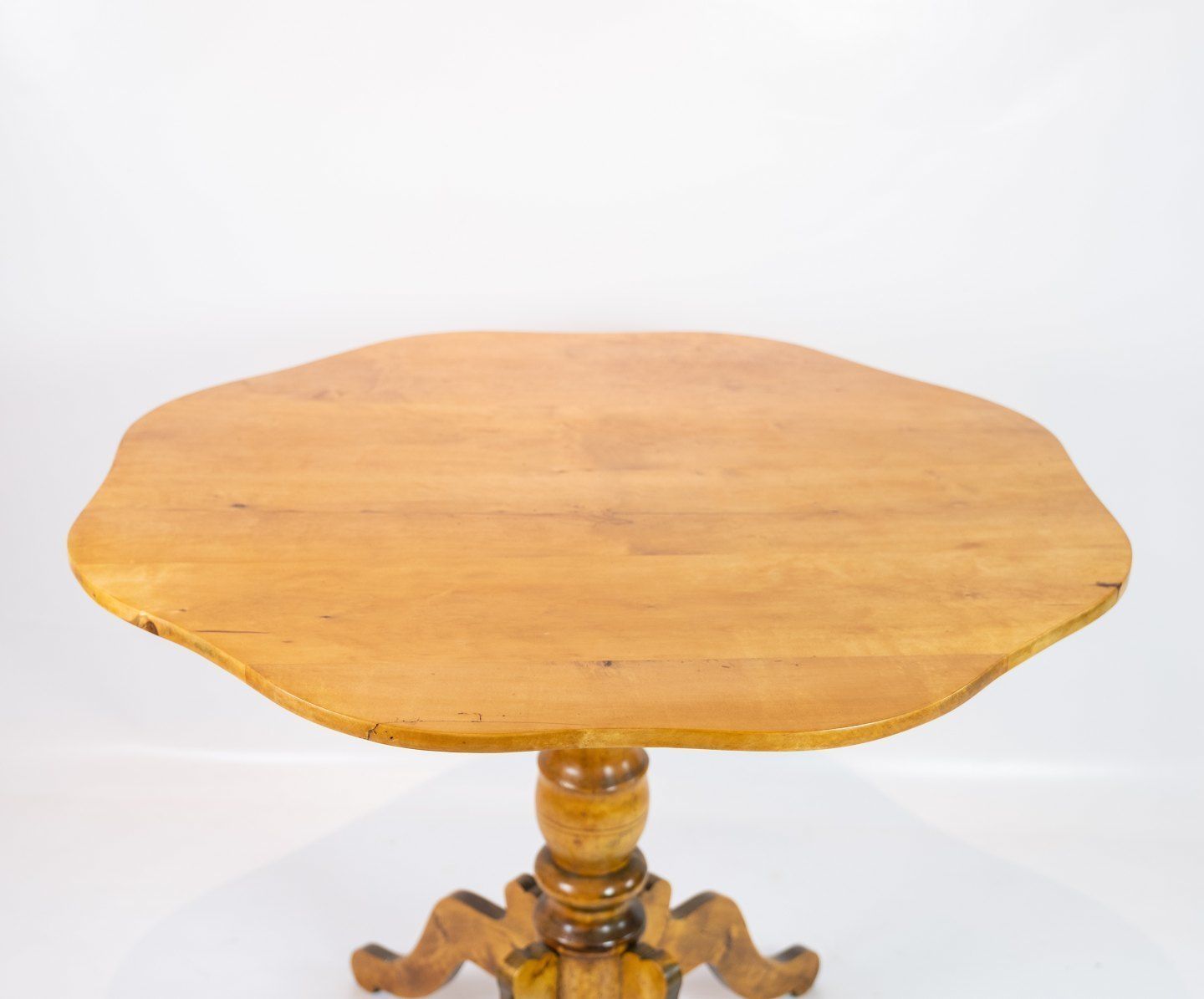 Antique Side Table Of Hand Polished Birch Wood From The 1820s. photo for sale