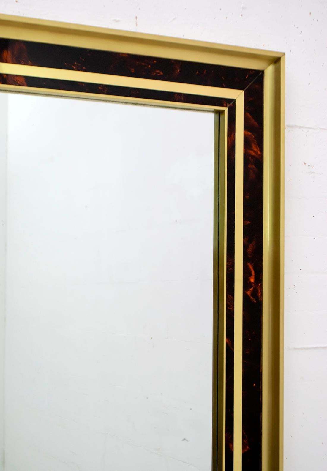 Sandro Petti Mid Century Italian Brass And Celluloid Mirror By Metal Art, 70s photo Home Decor