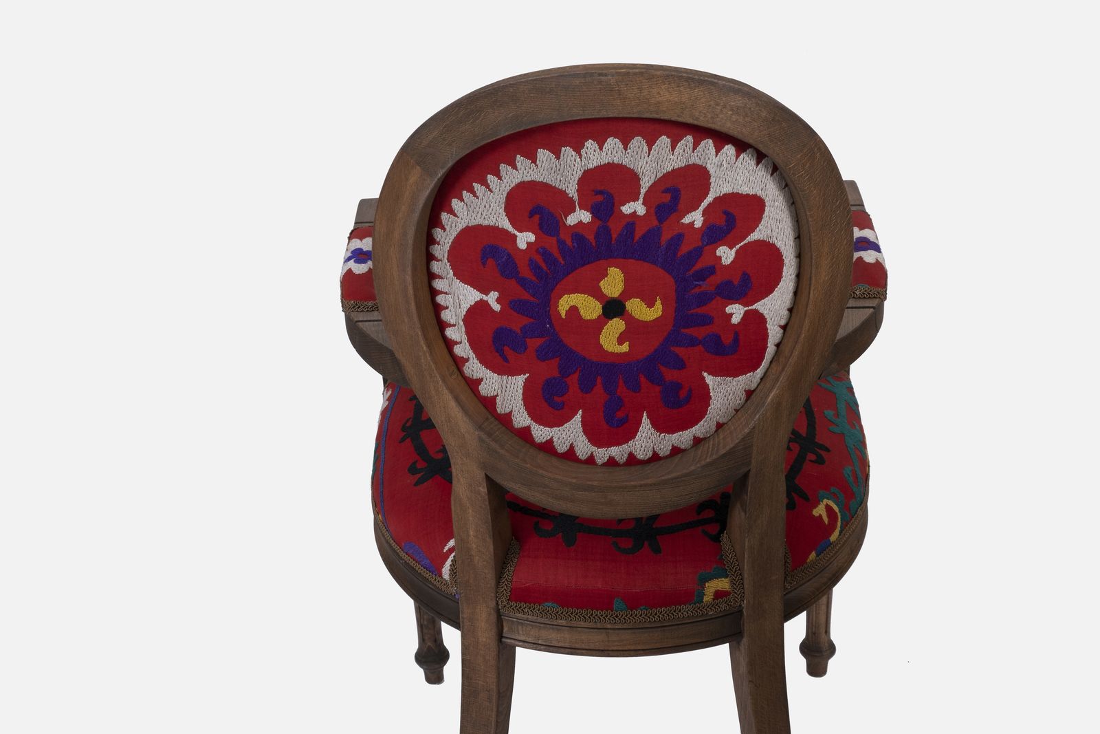 photo furniture Set Of 6 Vintage Wooden Suzani Armchair Diningroom Chair With Bergere Style