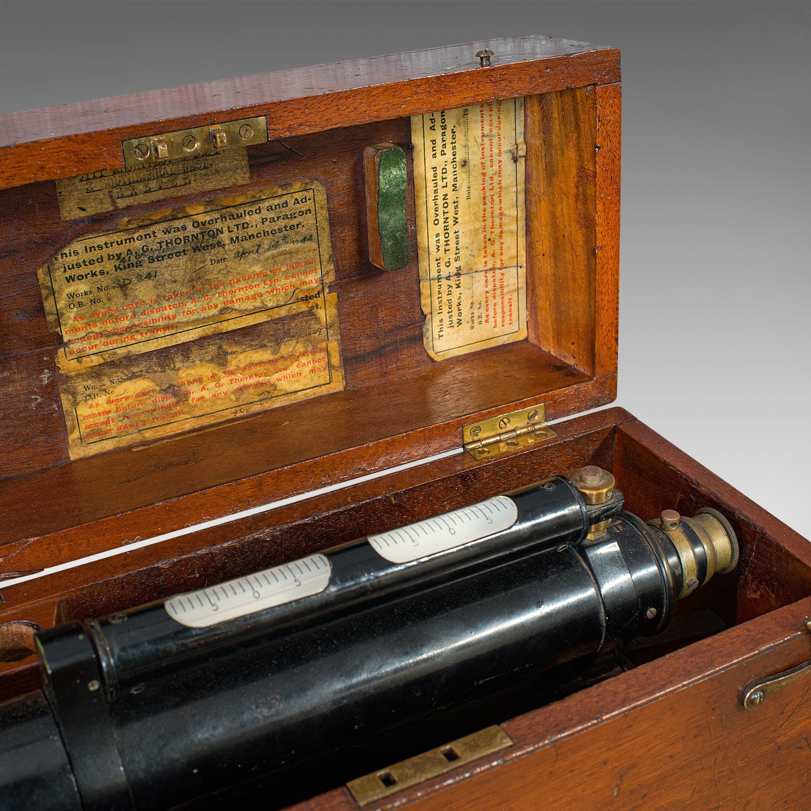 695.0 Antique Surveyor's Level, English, Brass, Scientific Instrument, Halden & Sons photo