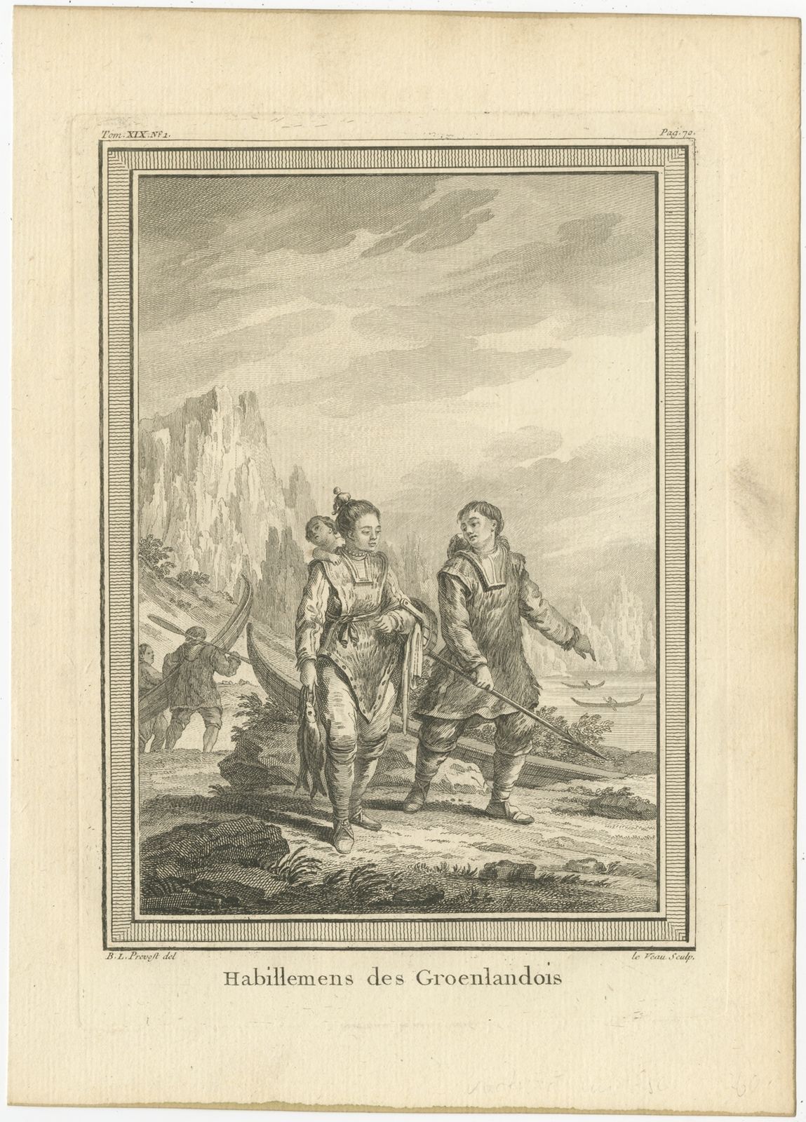 Antique Print Of Natives Of Greenland By Prévost (1770)