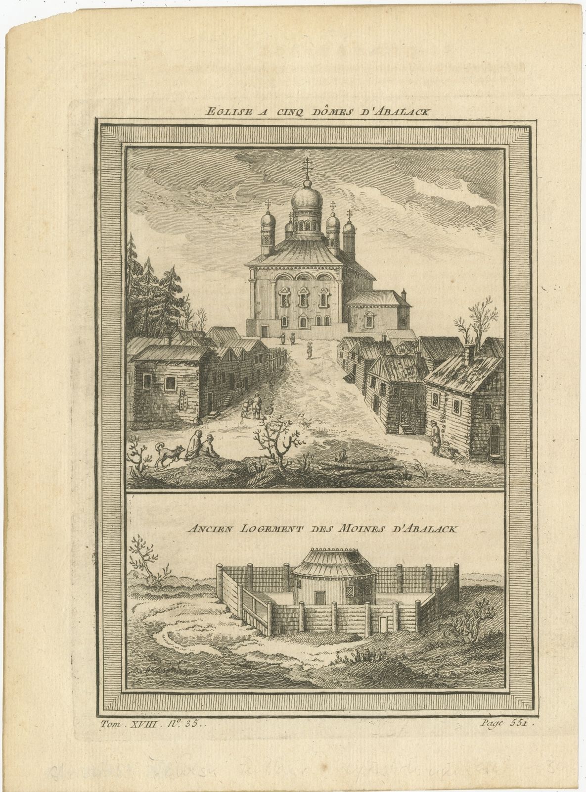 Antique Print Of A Church And Monastery In Abalak By Prévost (1768)