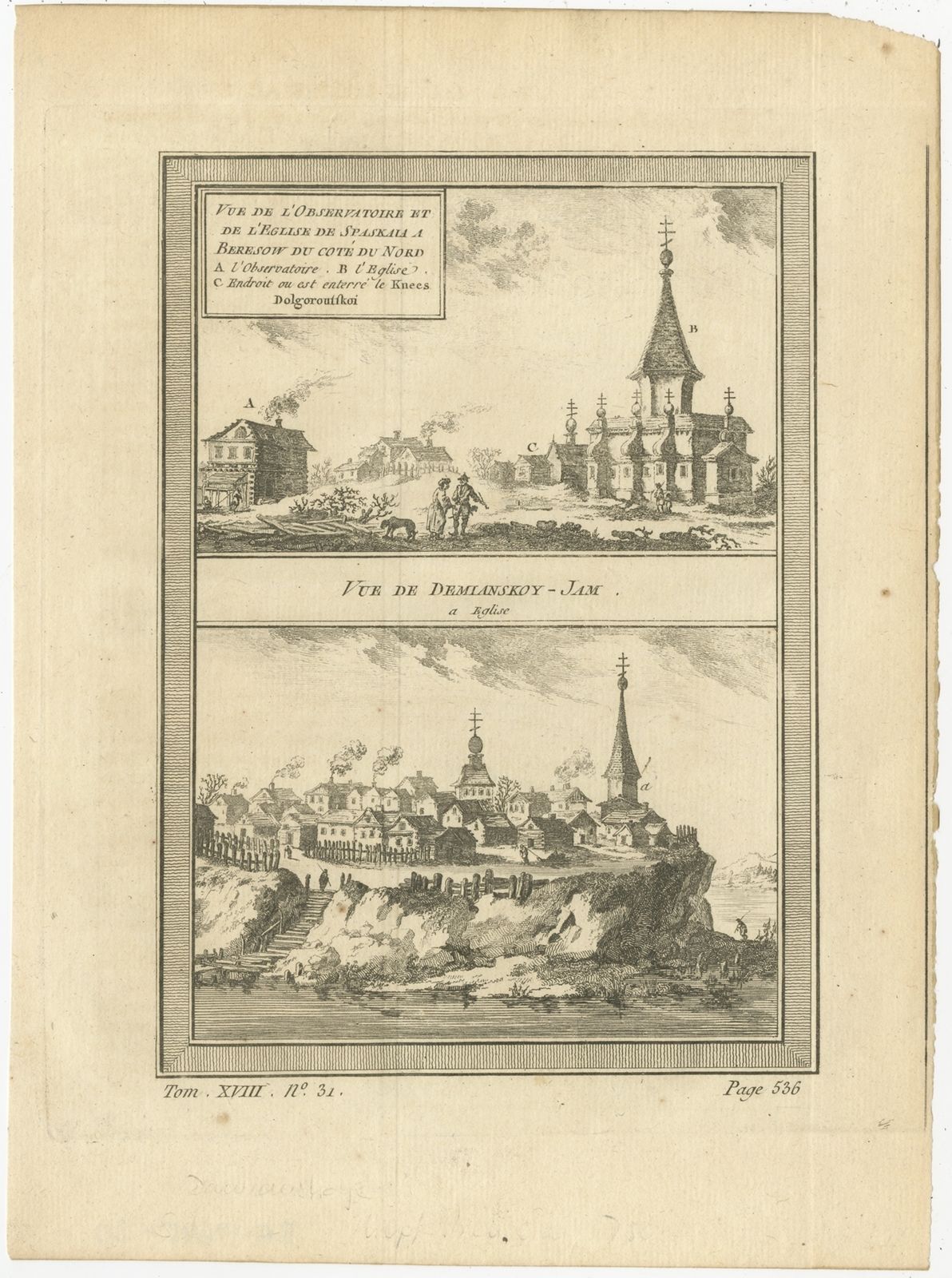 Antique Print Of Spakaia And Demyanskoye By Prévost (1768)
