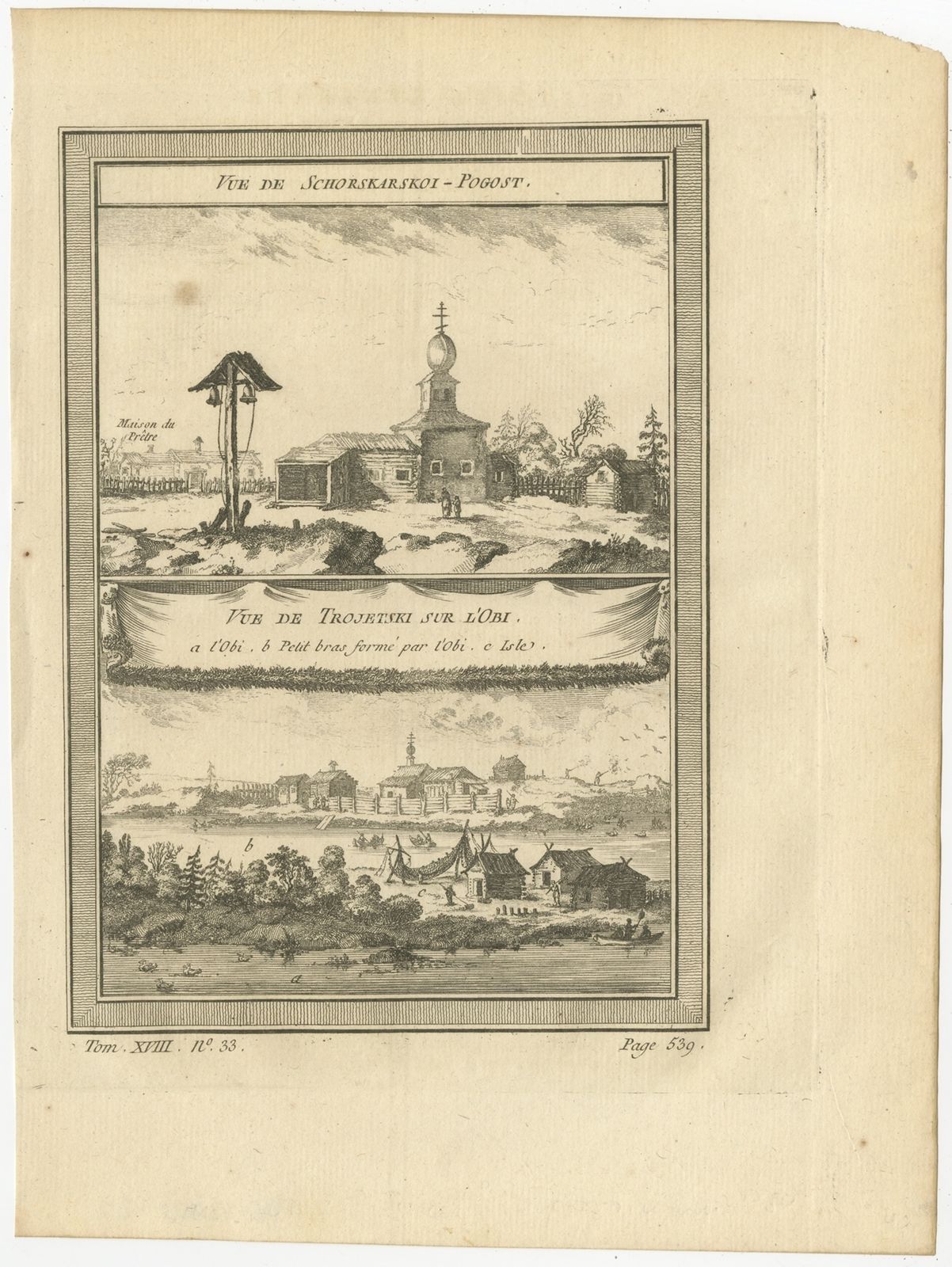 Antique Print Of The Ob River And Villages In Siberia By Prévost (1768)