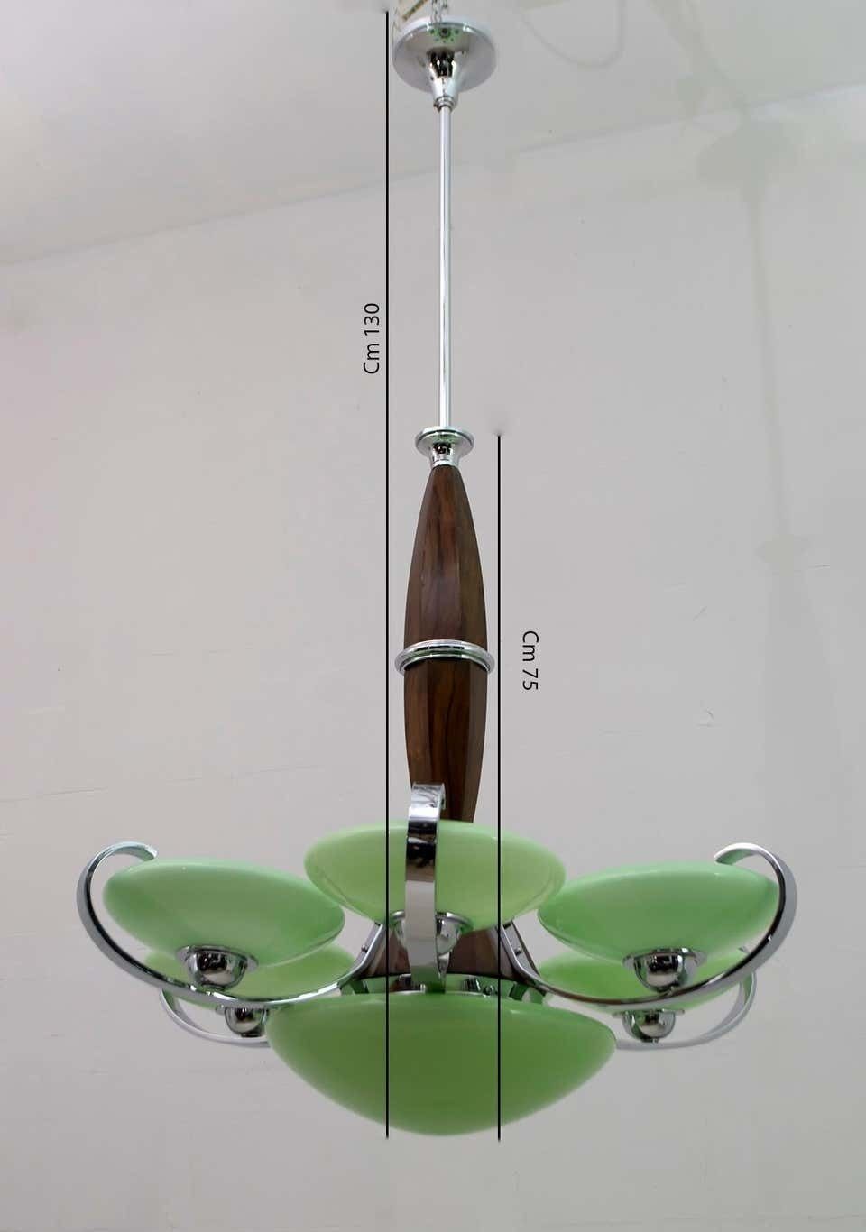 3550.0 Art Dèco Italian Chrome And "Incamiciato" Glass Chandelier, 1930s photo