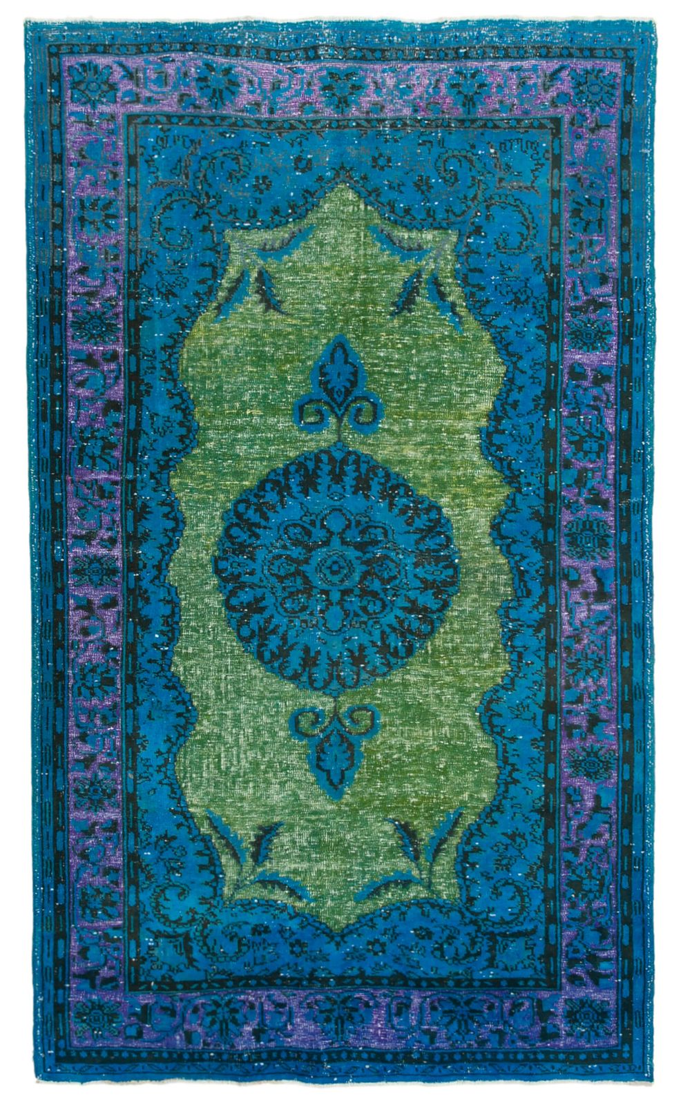 Handmade Contemporary Blue Overdyed Rug