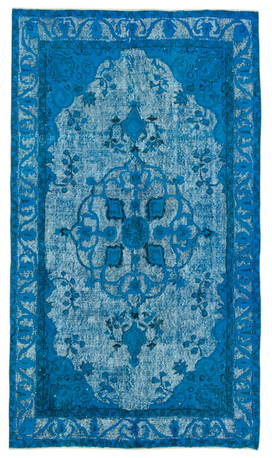 Handmade Hand Knotted Blue Overdyed Rug