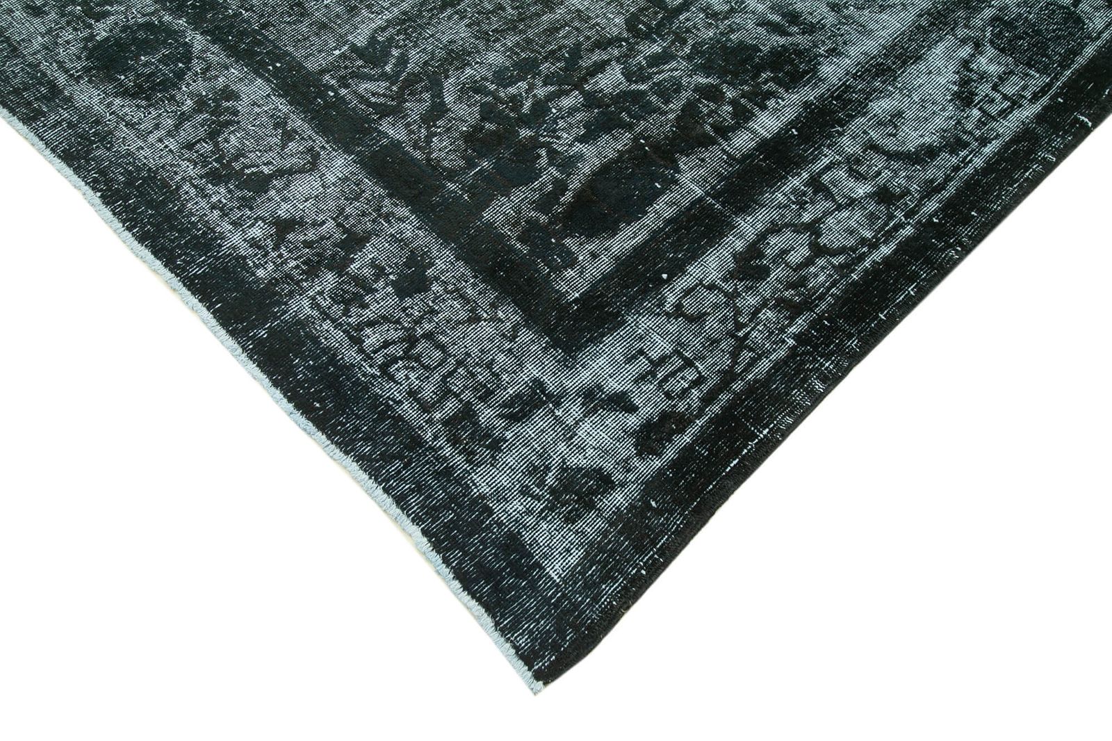 Handmade Hand Knotted Black Overdyed Rug photo Textiles