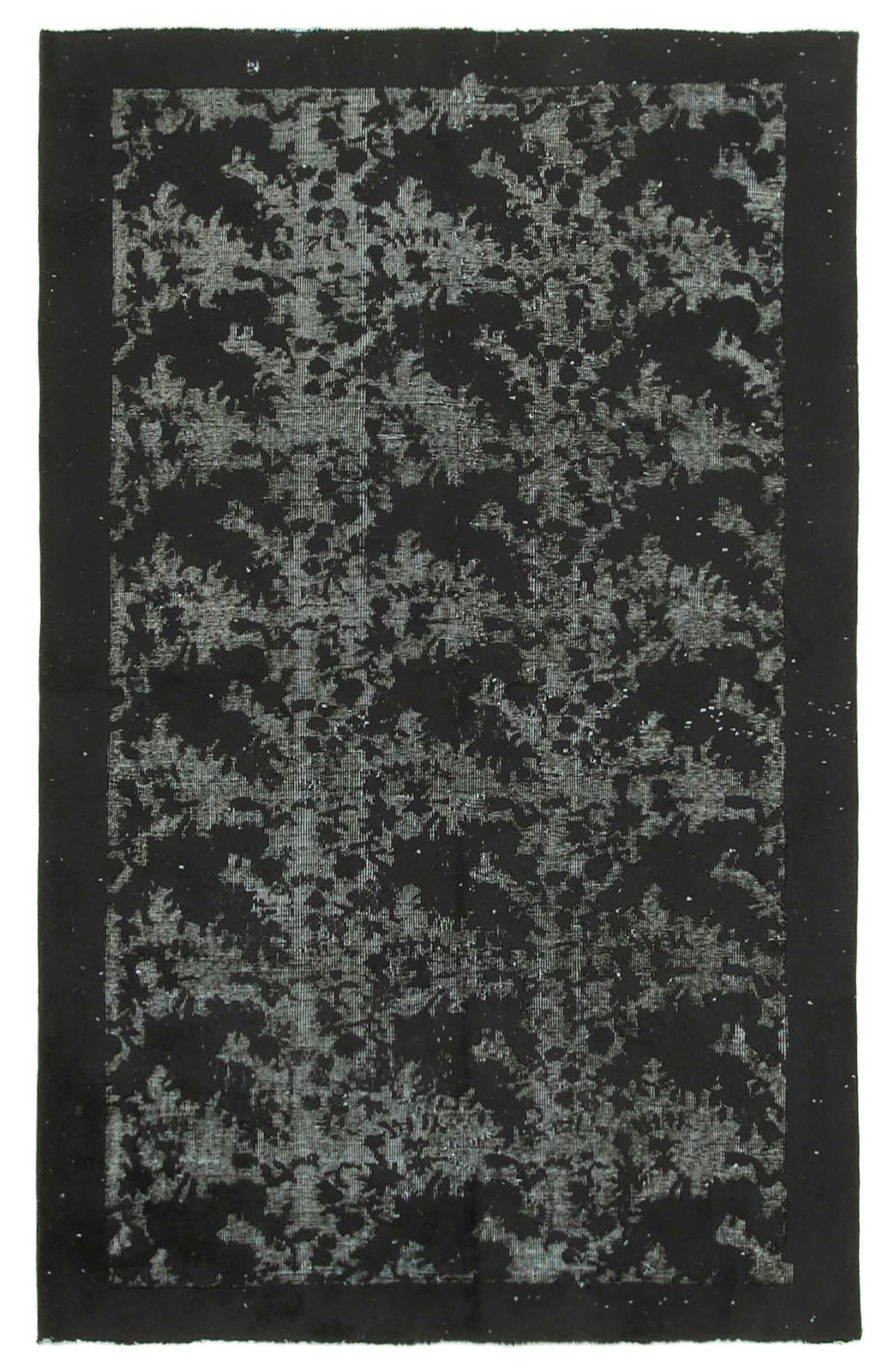 Handmade Hand Knotted Black Overdyed Rug