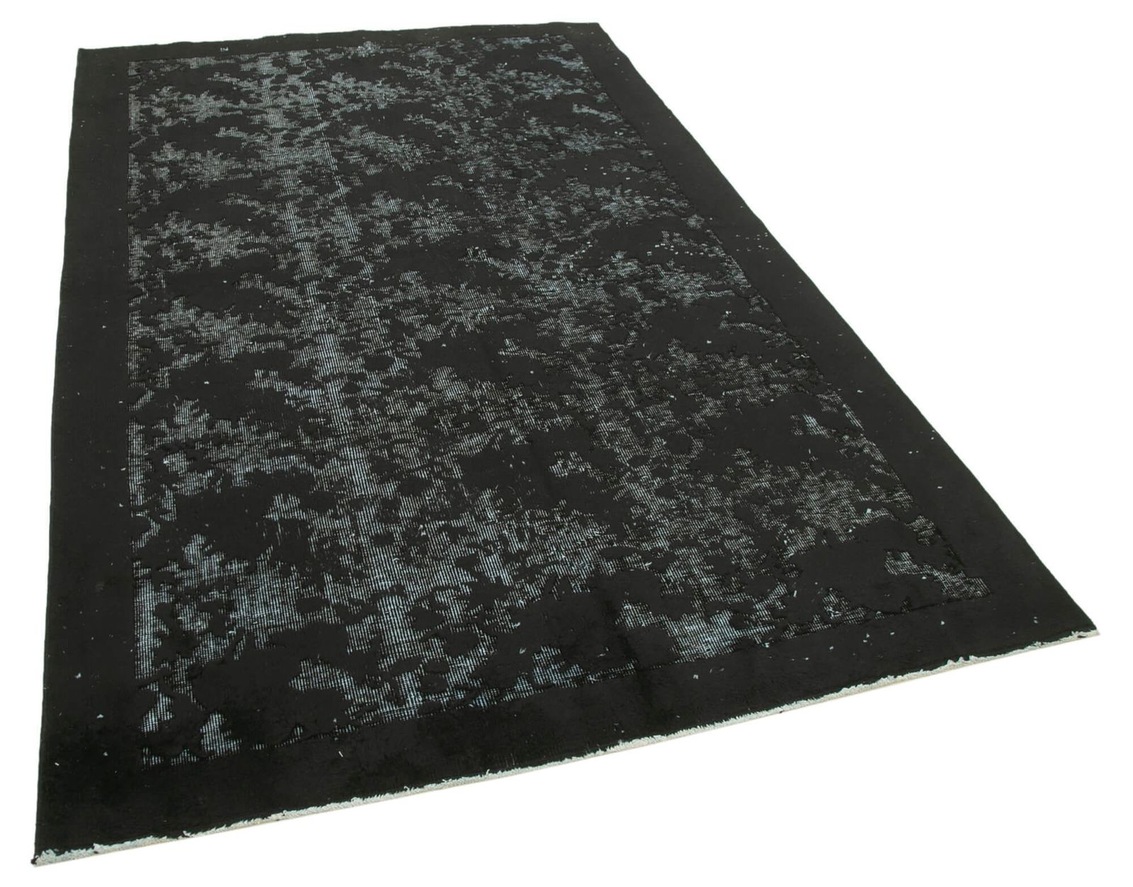 Handgemaakt handgeknoopt zwart overdyed vloerkleed photo furniture