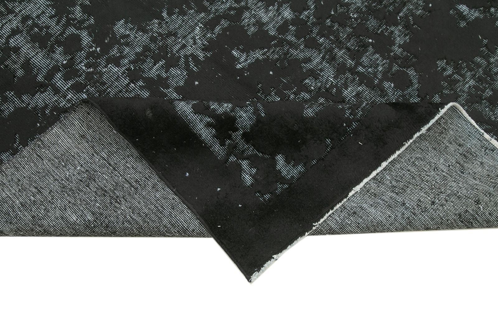 Handgemaakt handgeknoopt zwart overdyed vloerkleed photo vinterior
