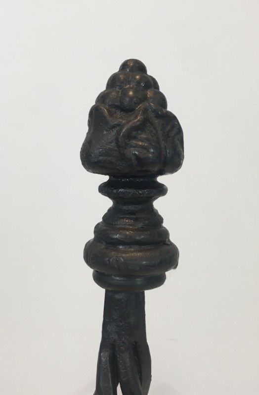 Pair Of Twisted Wrought Iron Andirons With Finials. French. Circa 1940 photo buy