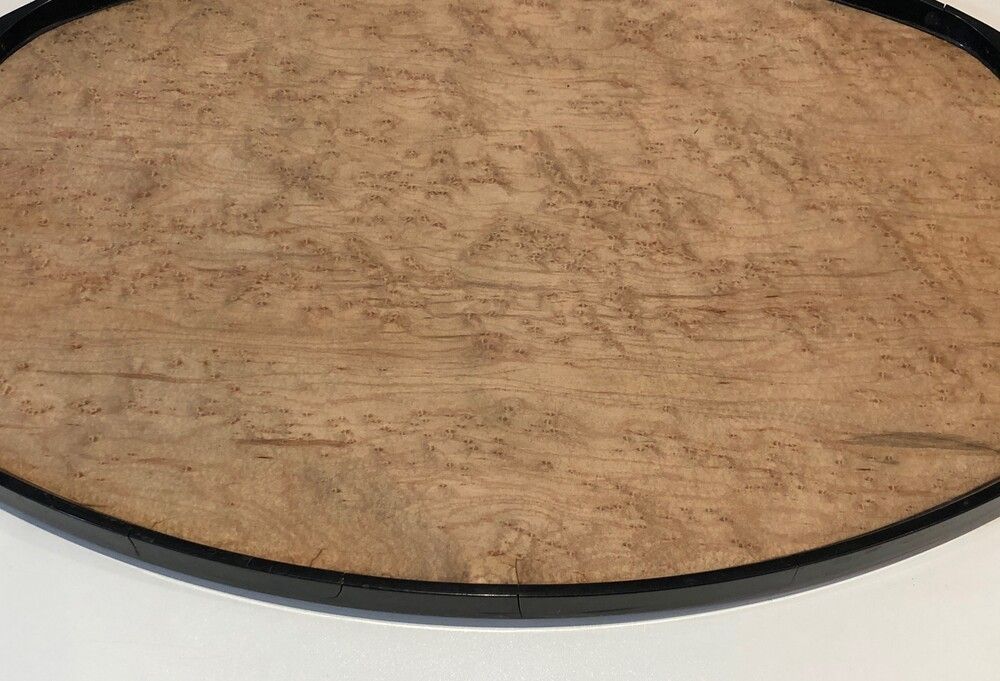 Art Deco Sycamore, Ebonised Wood And Chrome Tray photo buy