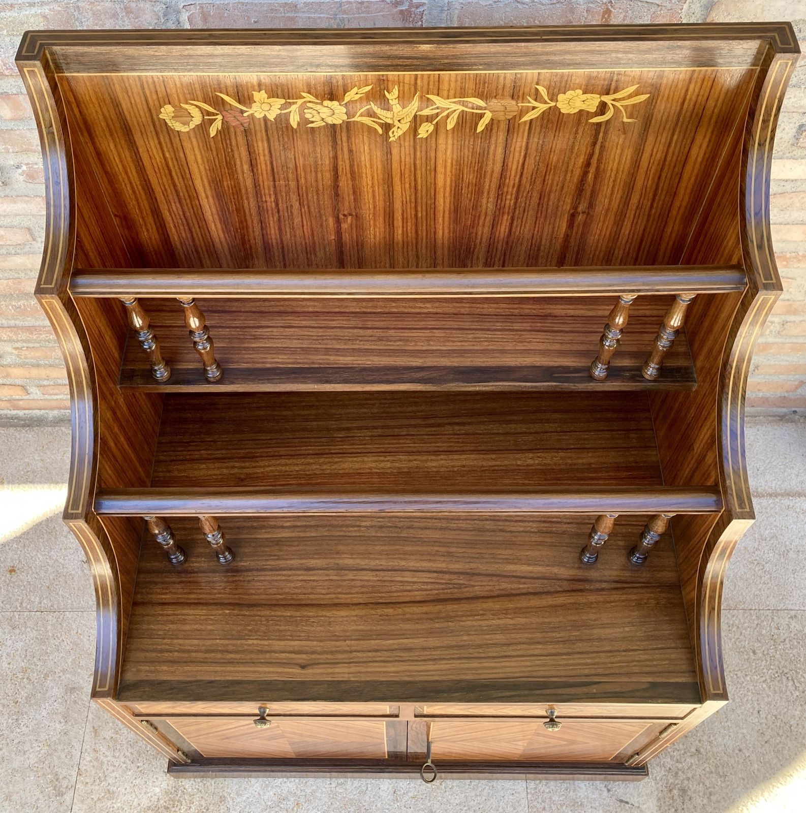 Mid Century Modern French Walnut Marquetry Shelf , Circa 1950 photo Furniture