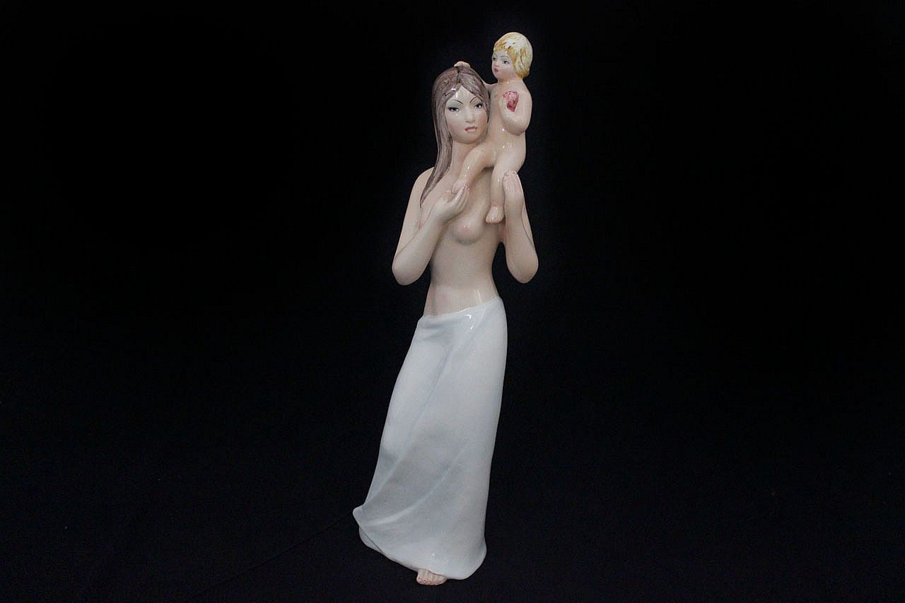 Ceramic Figure Of A Woman With Veil And Newborn Baby By Ronzan, 1940s photo furniture