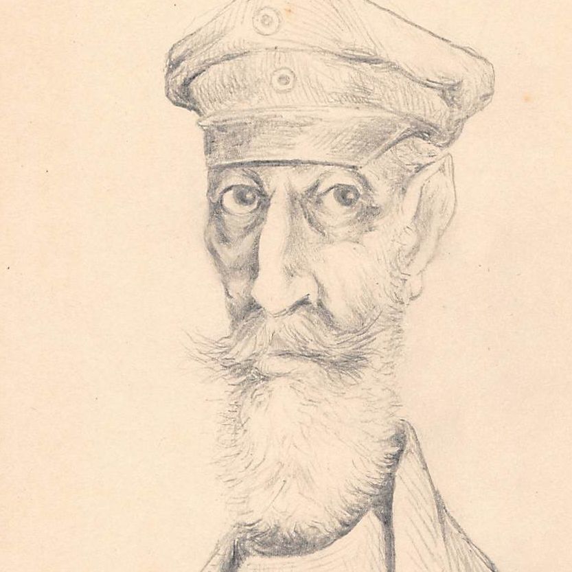 Original Drawing Portrait Caricature Rethmann Hollweg Pencil On Early 20th Paper
