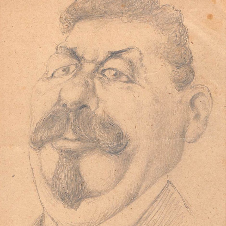 Original Drawing Portrait Caricature Friedrich Ebert In Pencil On Paper Early Twentieth