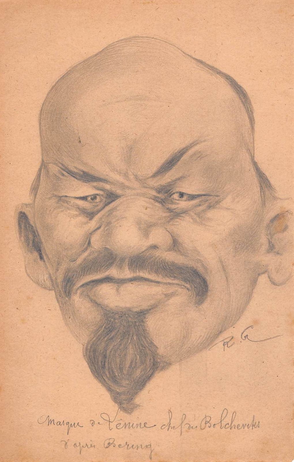 Original Drawing Caricature In Pencil On Paper Of Lenin Early Twentieth photo furniture