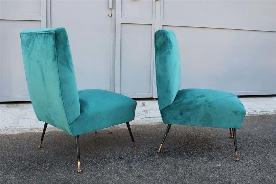 Midcentury Italian Design Small Chairs Gigi Radice For Minotti Green Velvet photo furniture