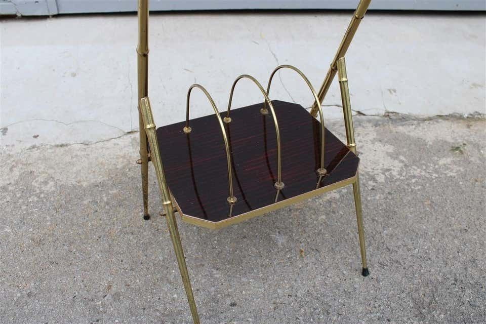 Wall Unit Midcentury Italian Design Brass And Wood Magazine Rack photo Home Decor