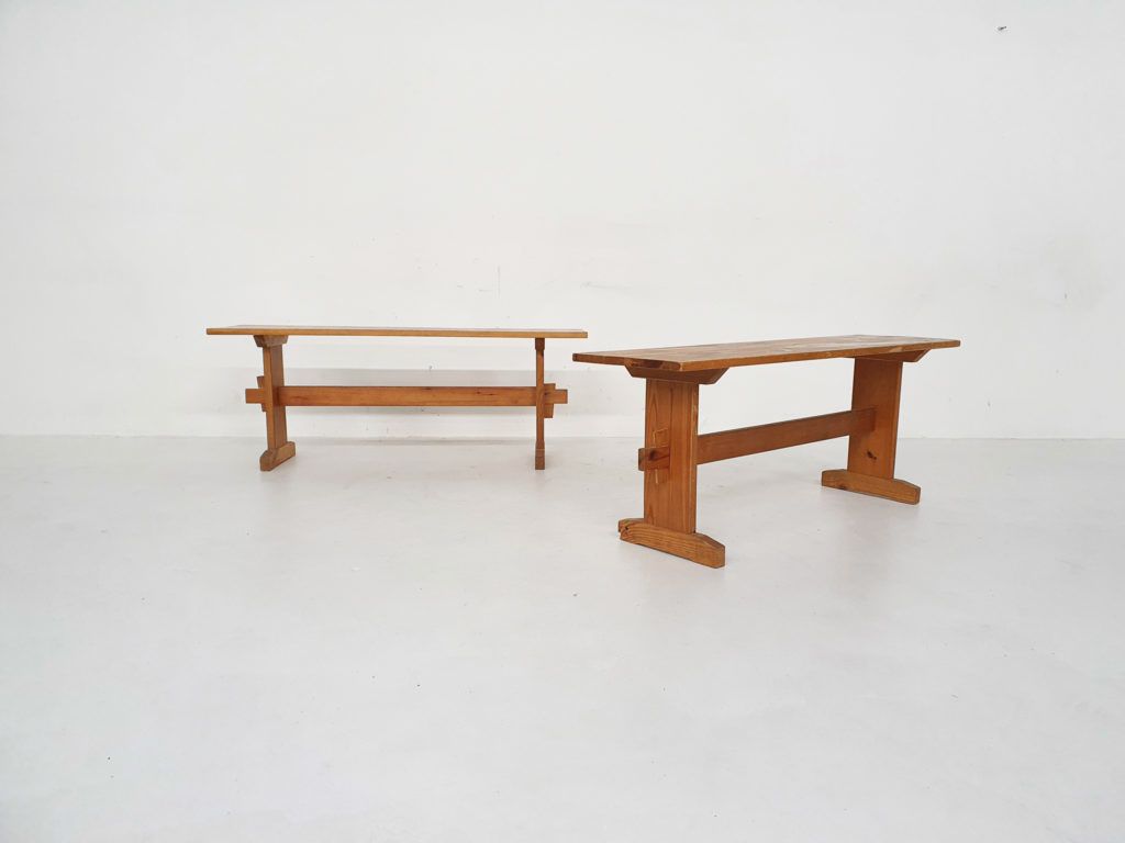Scandinavian Modern Pinewood Benches, 1960s