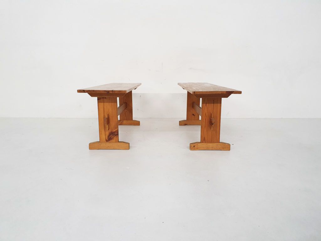 Scandinavian Modern Pinewood Benches, 1960s photo Furniture