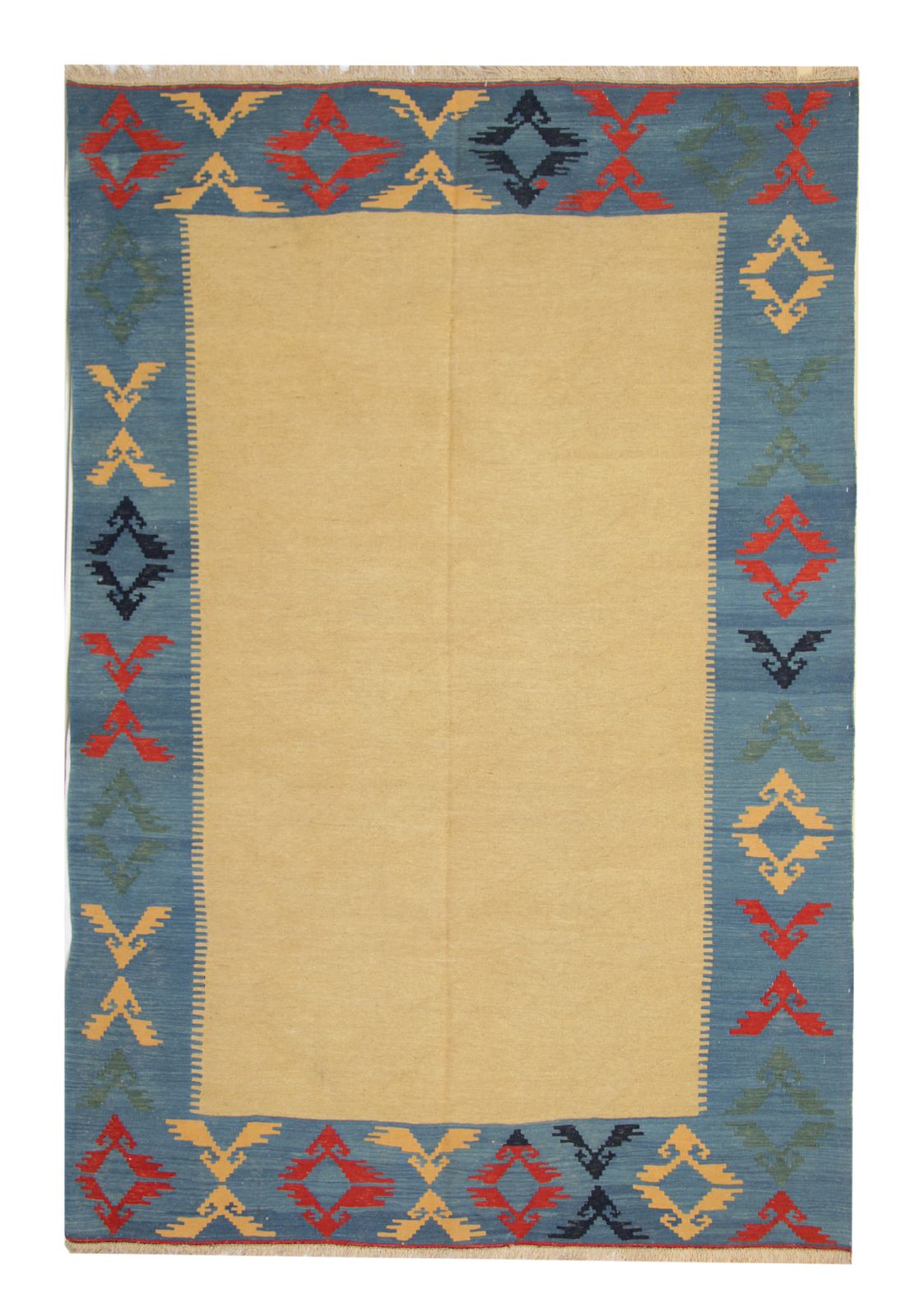 Modern Kilim Rugs Handmade Carpet Yellow Oriental Plain Rug  202x300cm