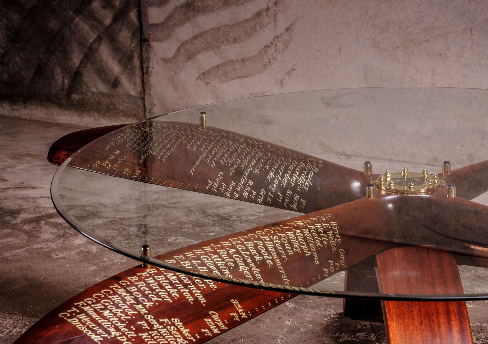 The Unique One Off  'Blades Of Glory' Original 1916 World War 1 'Lang & Co'  Be2c R.A.F. Biplane Propeller Table With 8 Vintage Chairs. photo for sale