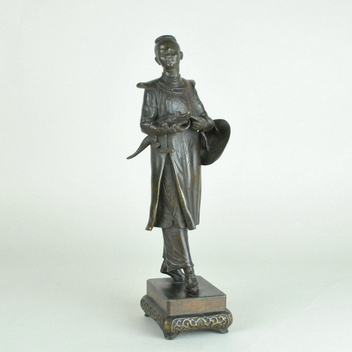 Chinese Crocodile In Bronze, Rare Model By H Galy, 19th Century