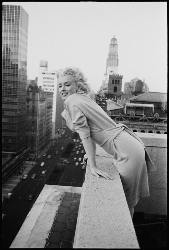 'Marilyn On The Roof' 1955 Oversize Silver Gelatin Print Framed In White photo furniture