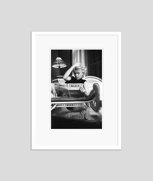 'Marilyn Relaxes In A Hotel Room' Marilyn Monroe 1955 Silver Gelatin Print Framed In White