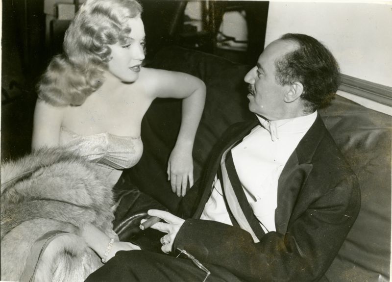 'Marilyn Monroe & Groucho Marx' 1949 Archival Pigment Print Framed In White photo furniture