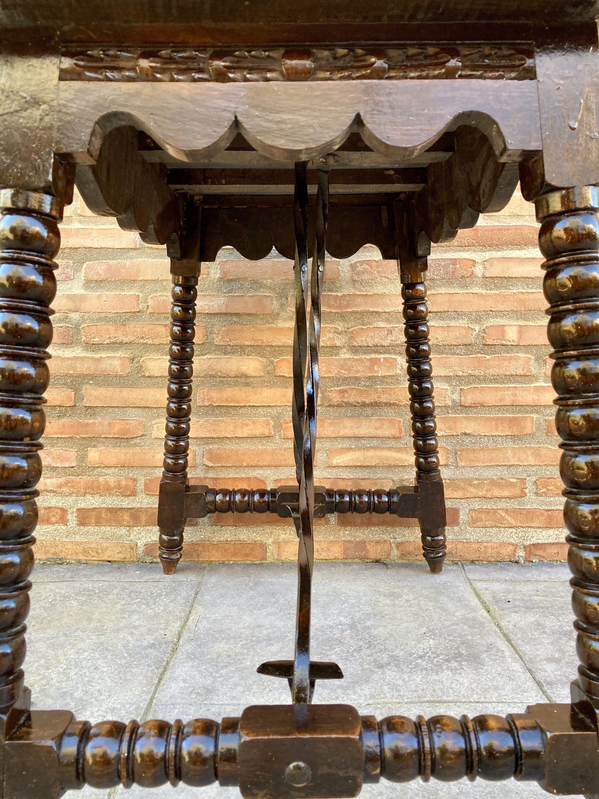 Early 20th Century Antique Castilian Walnut Table With Solomonic Turn Legs photo buy