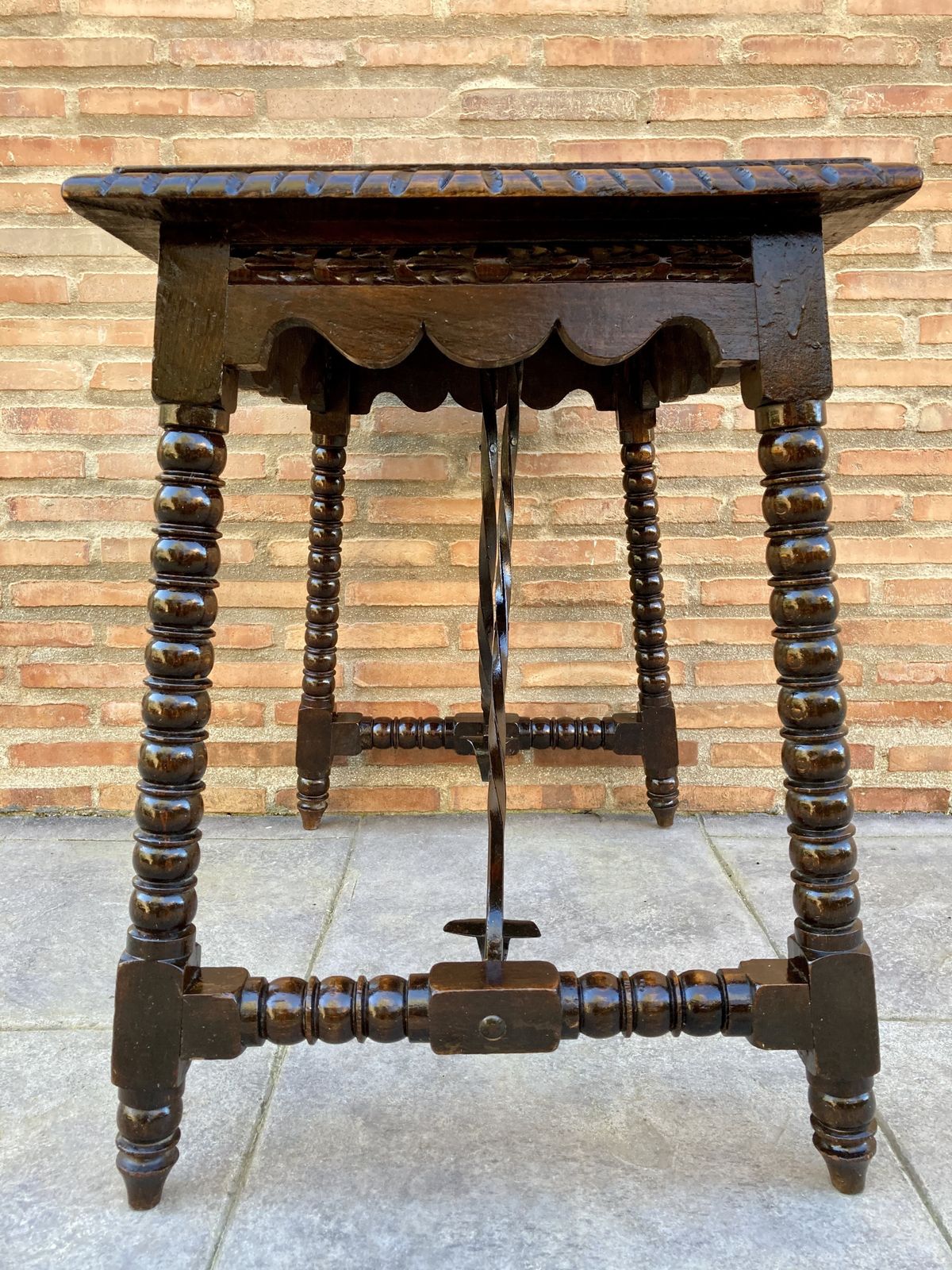 photo for sale Early 20th Century Antique Castilian Walnut Table With Solomonic Turn Legs