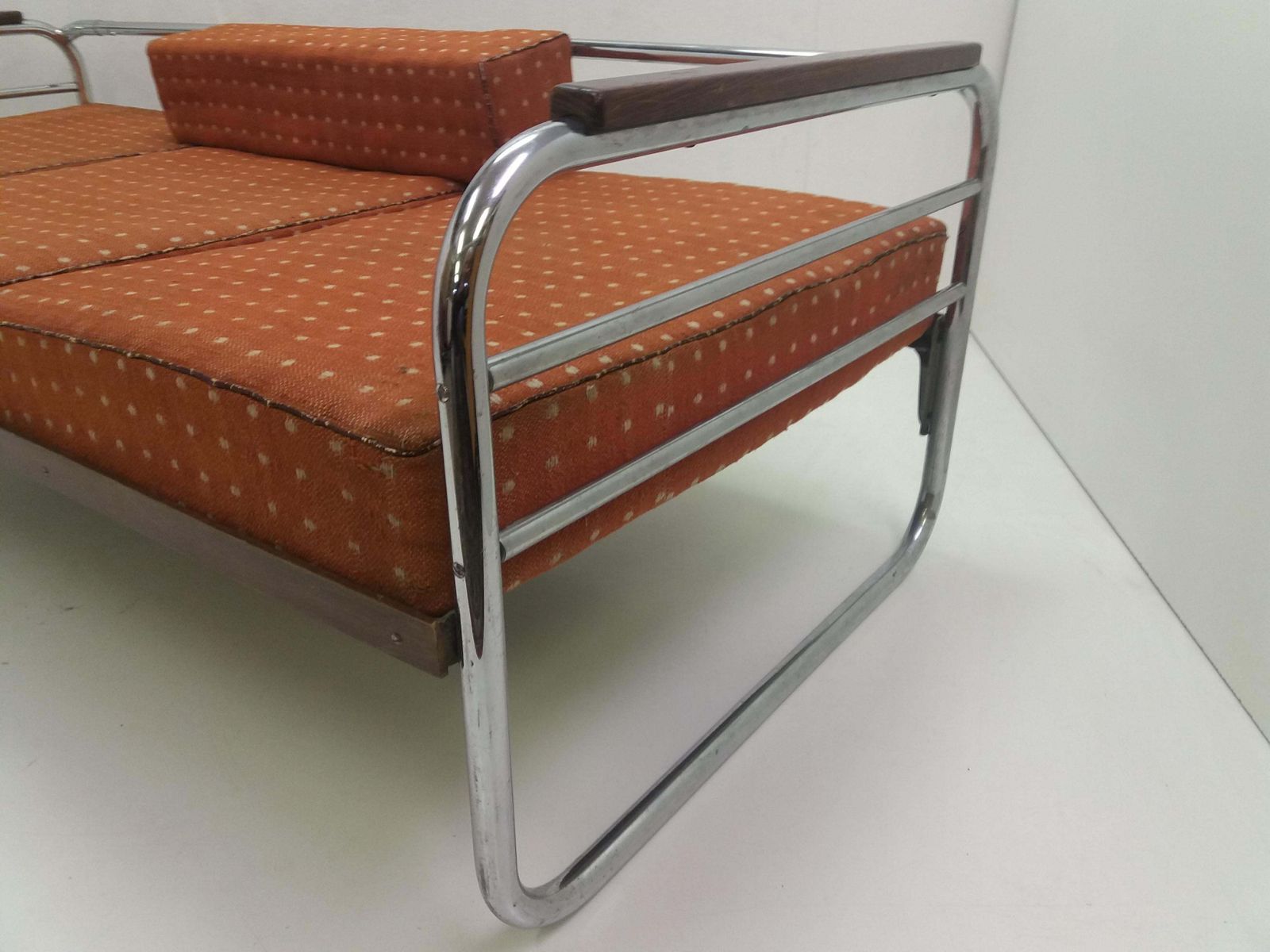 Chrome Bauhaus Robert Slezák 3 Seather Sofa, 1940s photo 1446.0