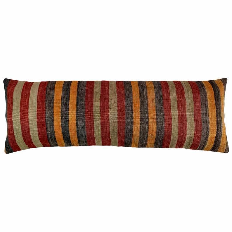 photo for sale Uniek Kelim Kussen, Turkish Kilim Pillow, Kussenhoes 16"×48", Bankkussen, Buitenkussen, Kilim Kissenhülle
