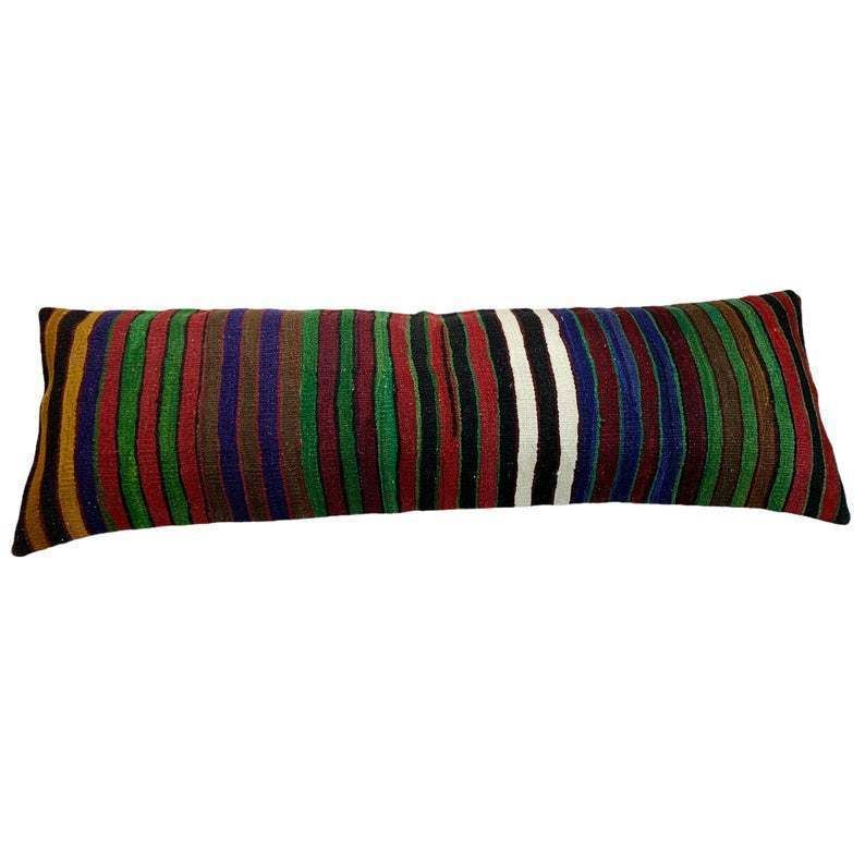 Bedding Kilim Pillow, Oversize Cushion Cover, Long Bolster Kilim Pillow Cover, King Pillow Shams Long Pillows For Bed photo vinterior