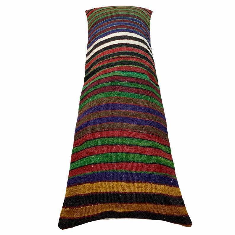 Bedding Kilim Pillow, Oversize Cushion Cover, Long Bolster Kilim Pillow Cover, King Pillow Shams Long Pillows For Bed photo buy
