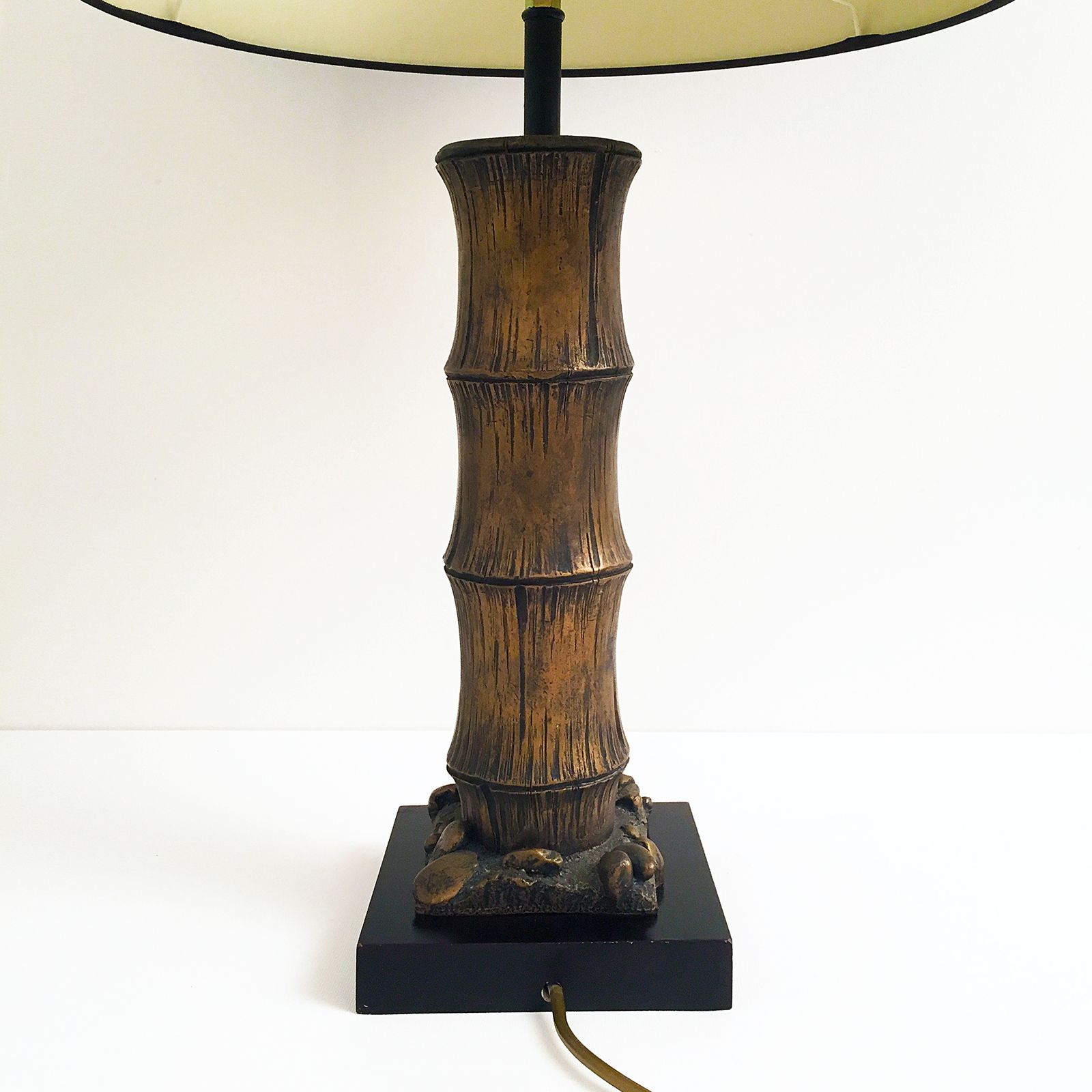 Plaster Carved Faux Bamboo Chinoiserie Table Lamp Boho Hollywood Regency photo 410.0