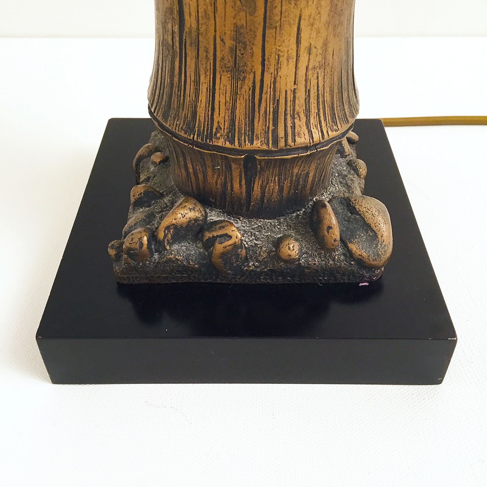Plaster Carved Faux Bamboo Chinoiserie Table Lamp Boho Hollywood Regency photo buy