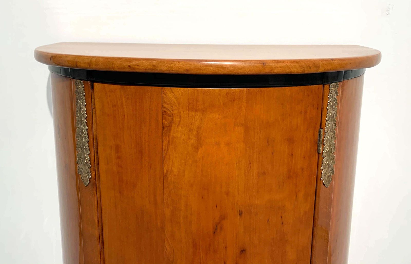 photo for sale Antique Demilune Half Cabinet, Cherrywood And Brass, France, Circa 1810