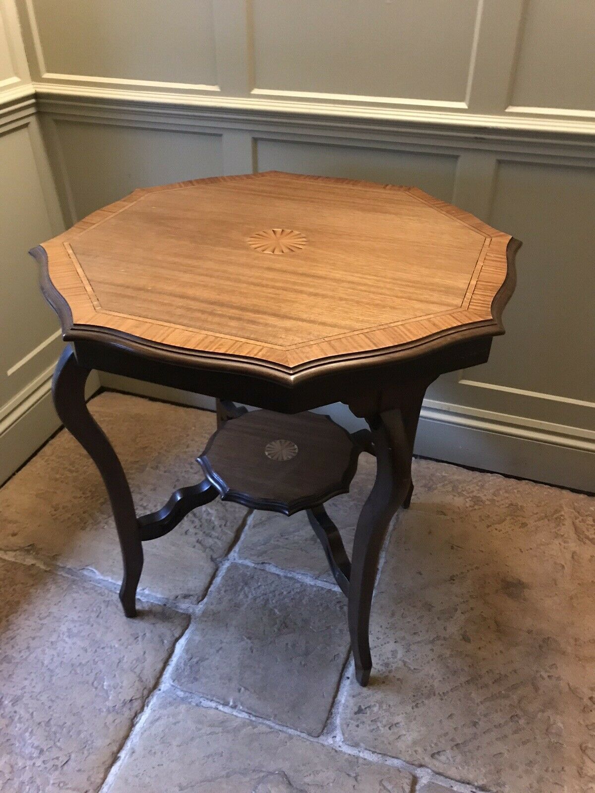 Antique Edwardian Marquetry Occasional Hall Side Lamp Table photo furniture