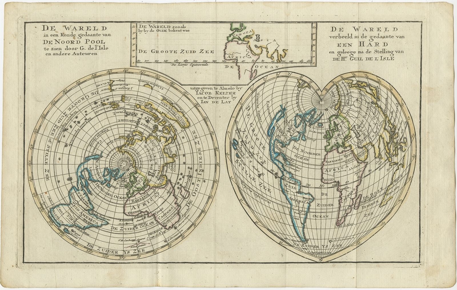 Antique Map Of The World With California As An Island By Keizer & De Lat (1788)
