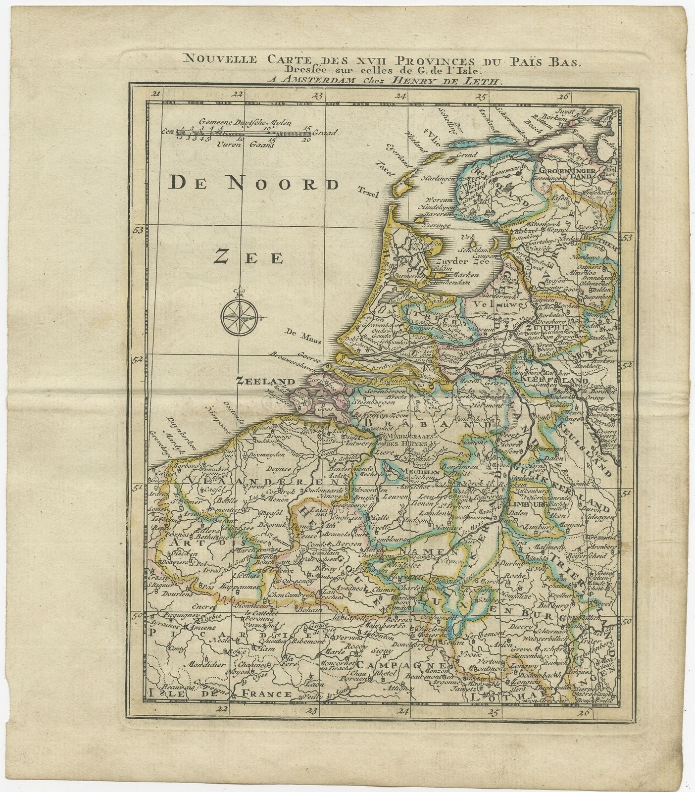 Antique Map Of The Netherlands And Belgium By Keizer & De Lat (1788)