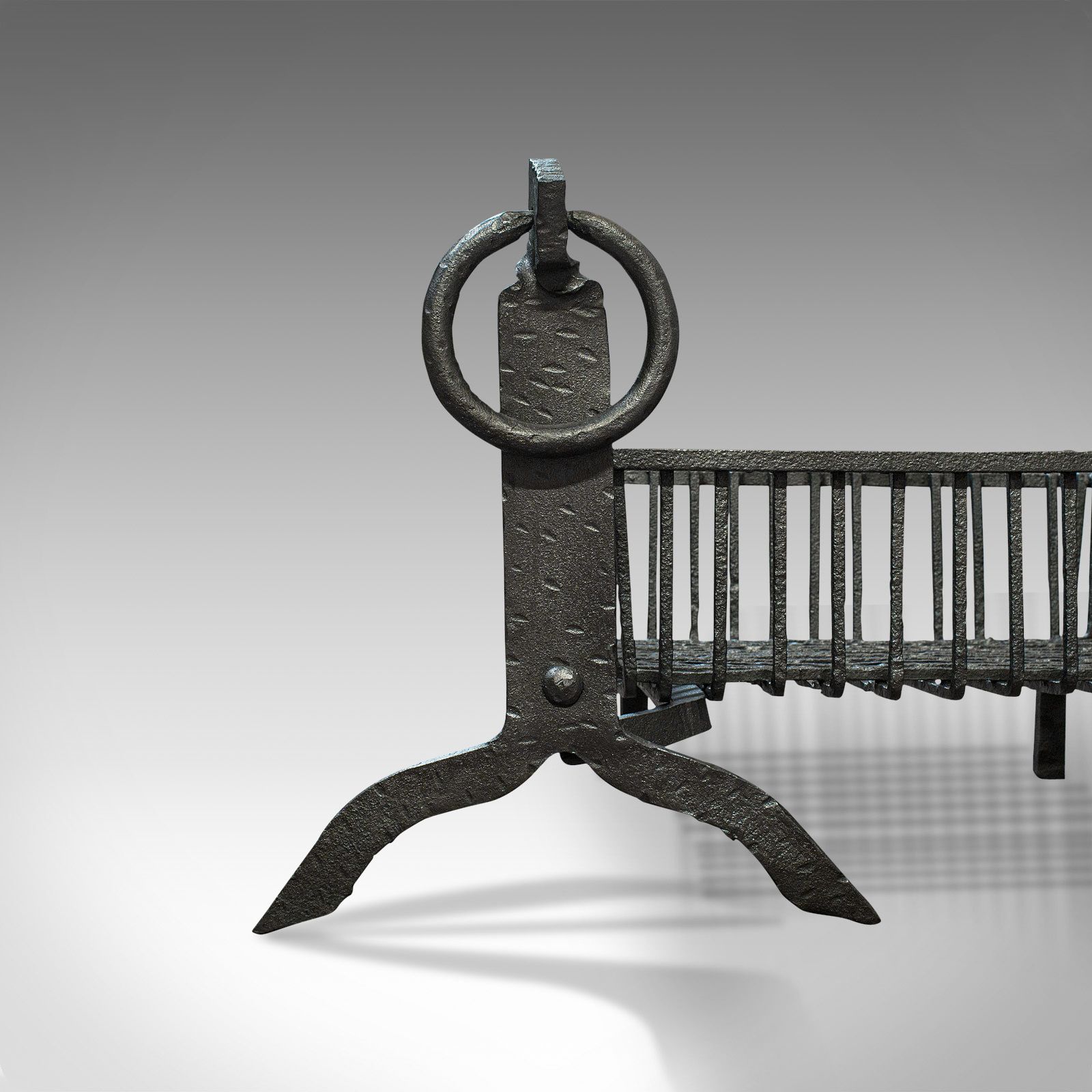 Antique Fireplace Set, English, Cast Iron, Fire Basket, Andirons, Victorian photo vinterior